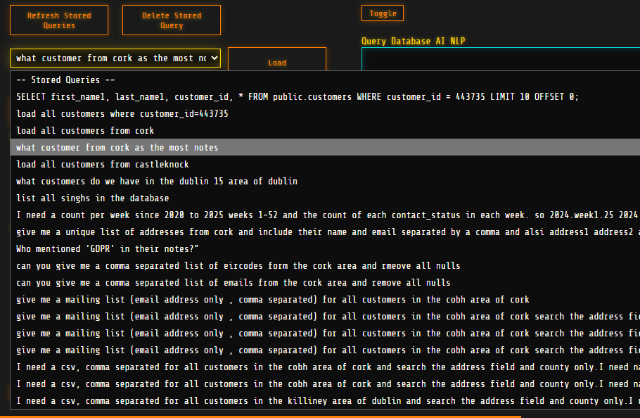Example of User Queries when Interacting with the AI Agent Chat Bot